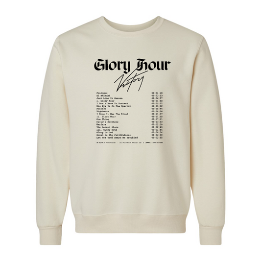 Victory Glory Hour Track-list Sweatshirt Cream