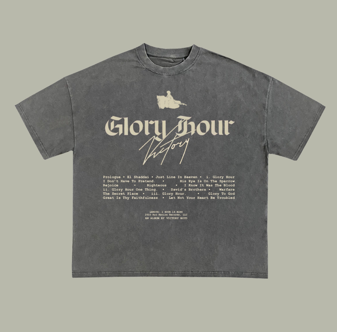 Victory Glory Hour Track-list Tee Grey